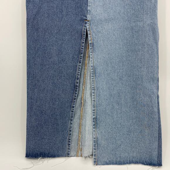 ZARA Women The 90s Y2K Collection Denim Midi Skirt Size S Blue Back Slit Pencil - Picture 4 of 8
